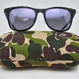 A Bathing Ape BS13085 Black Frame Grey Silver Mirror Flat Lens Sunglasses w Case